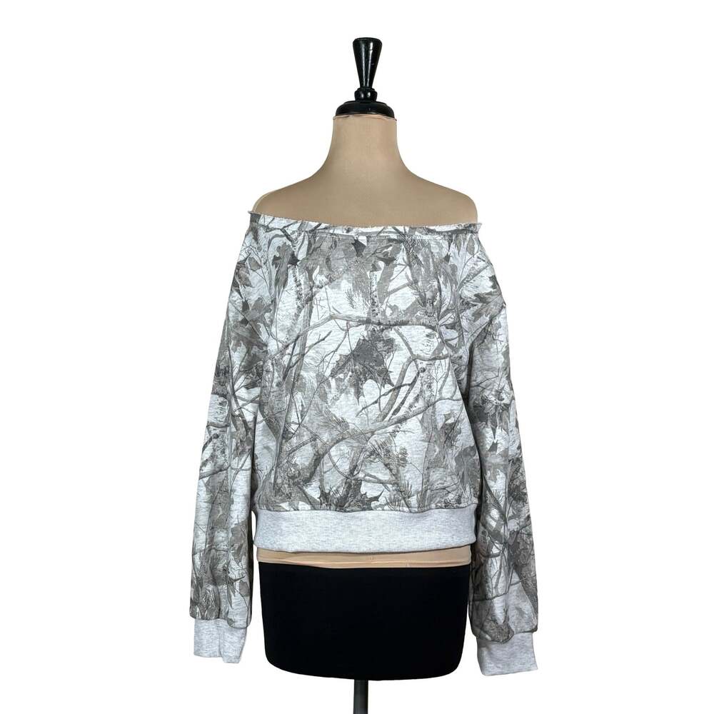 Refuge Charlotte Russe Camo Off Shoulder Sweatshirt Medium